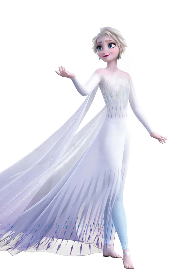 A Magical Look At Elsa In Her White Dress In Disneys Frozen 2 Background