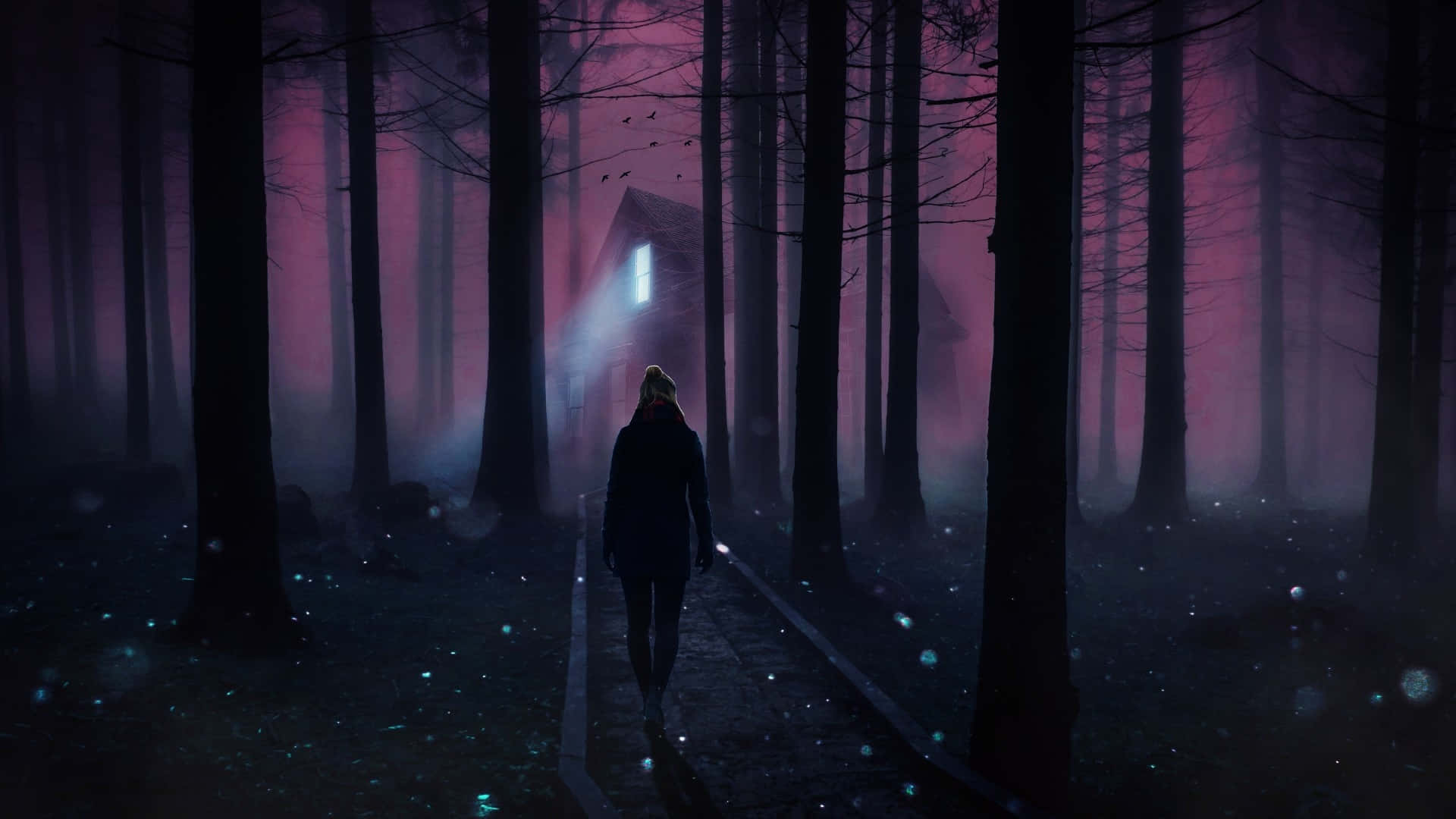 A Magical Night In The Forest Background