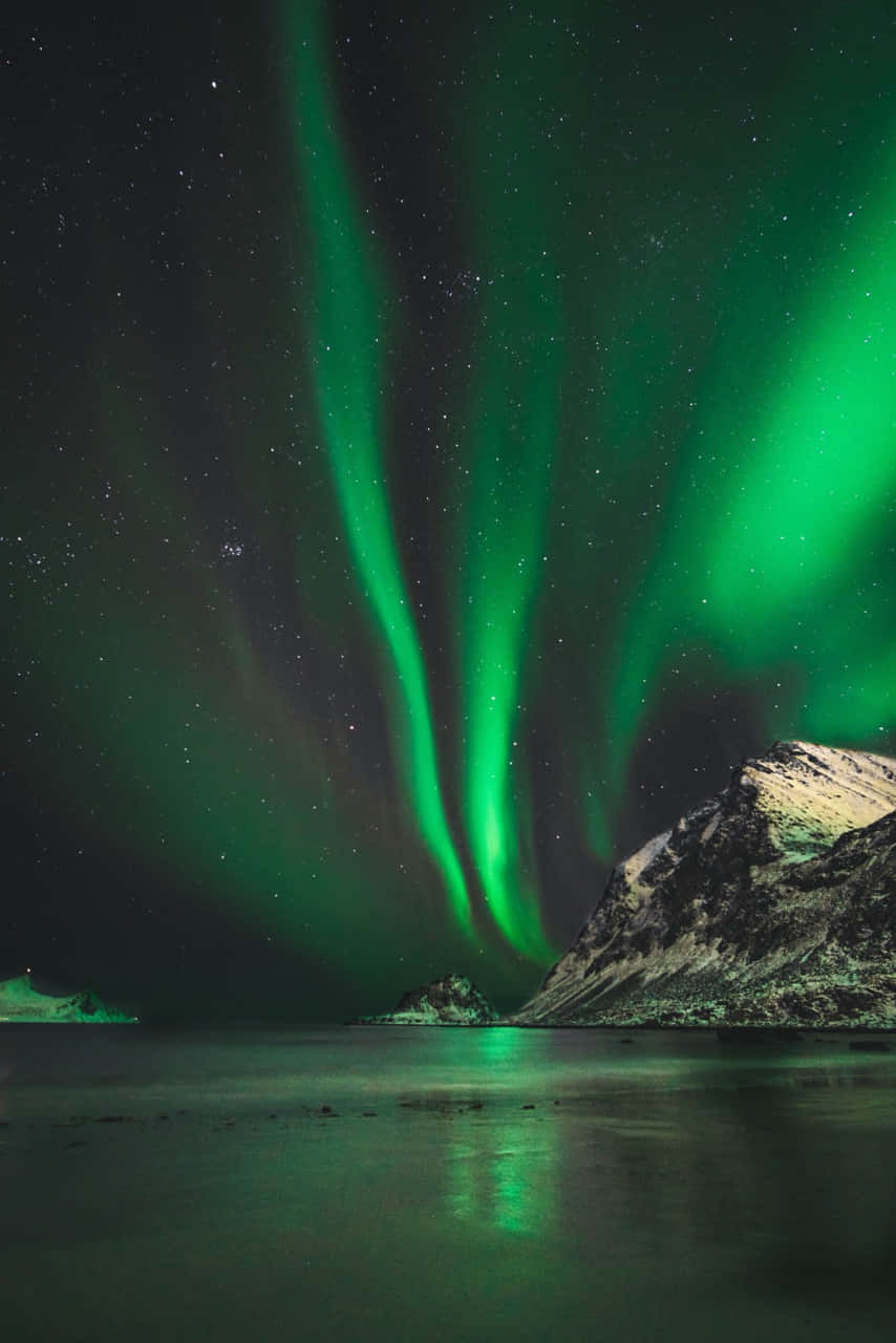 A Magical Night Under The Northern Lights Background