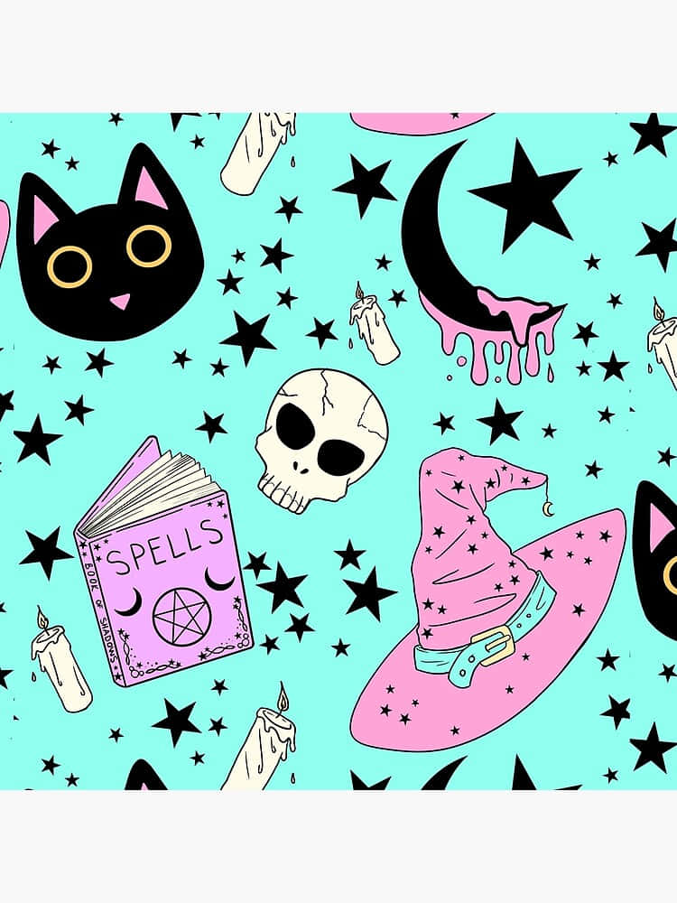 A Magical Pastel-hued Witch Playing With A Fiery Orb Background