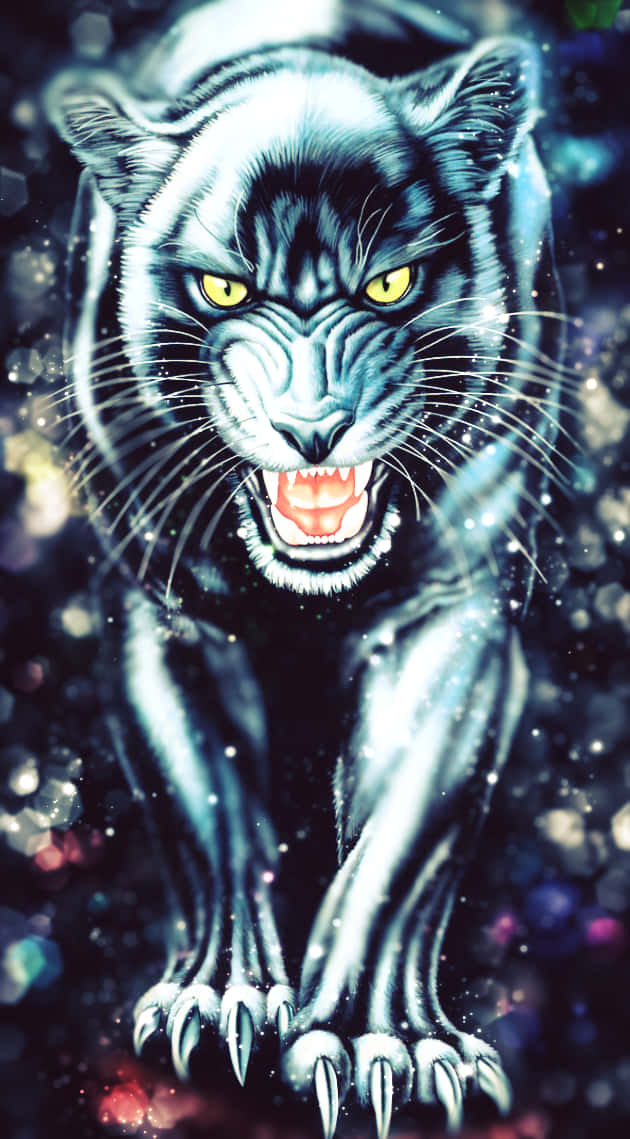 A Majestic And Cool Black Panther In Its Natural Habitat Background