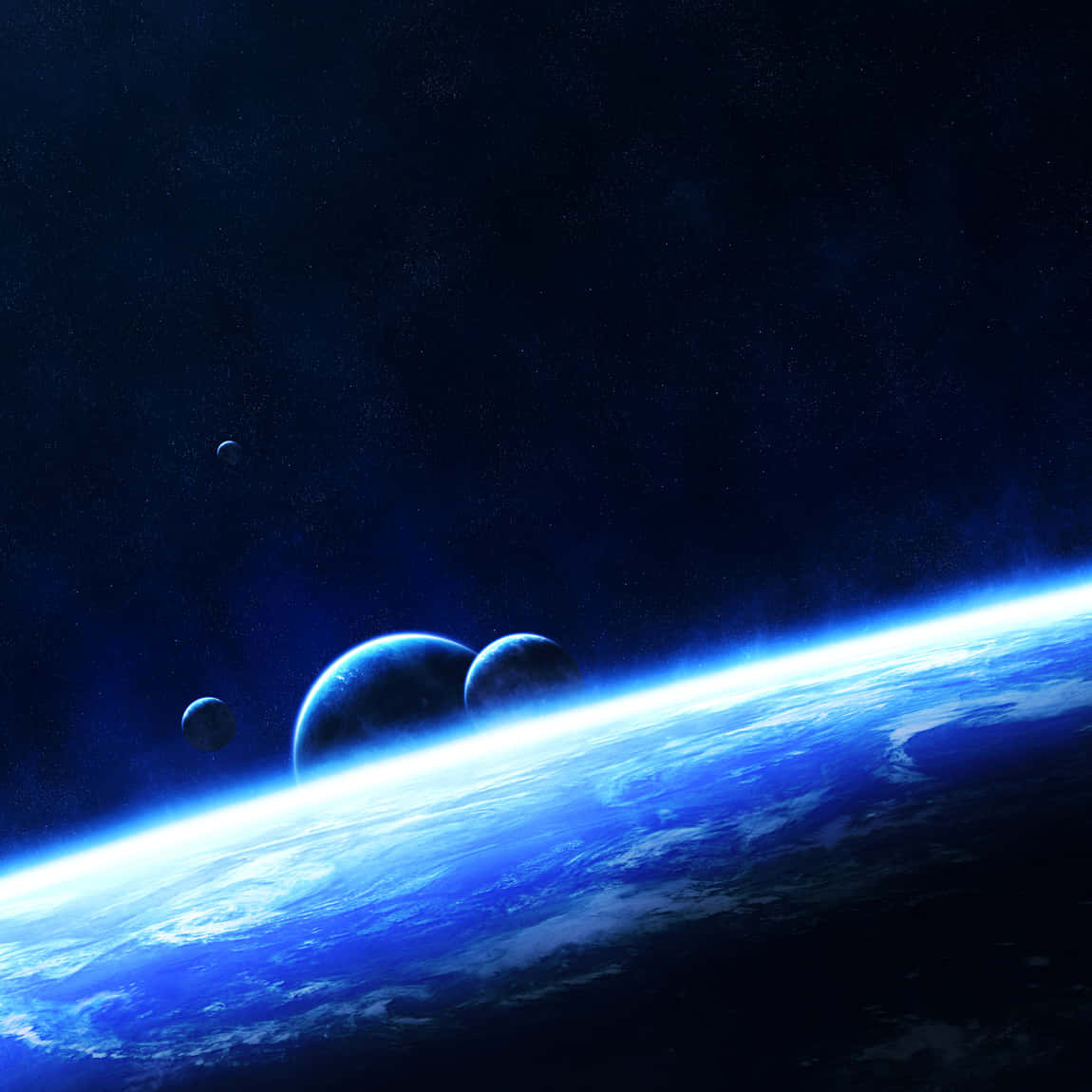 A Majestic Landscape Rendered In Blue Background