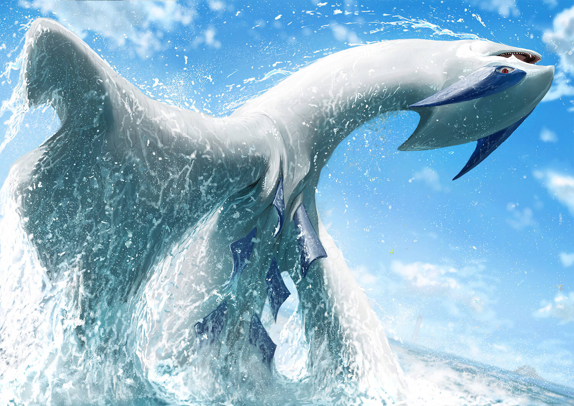 A Majestic Lugia In Its Ocean Home Background