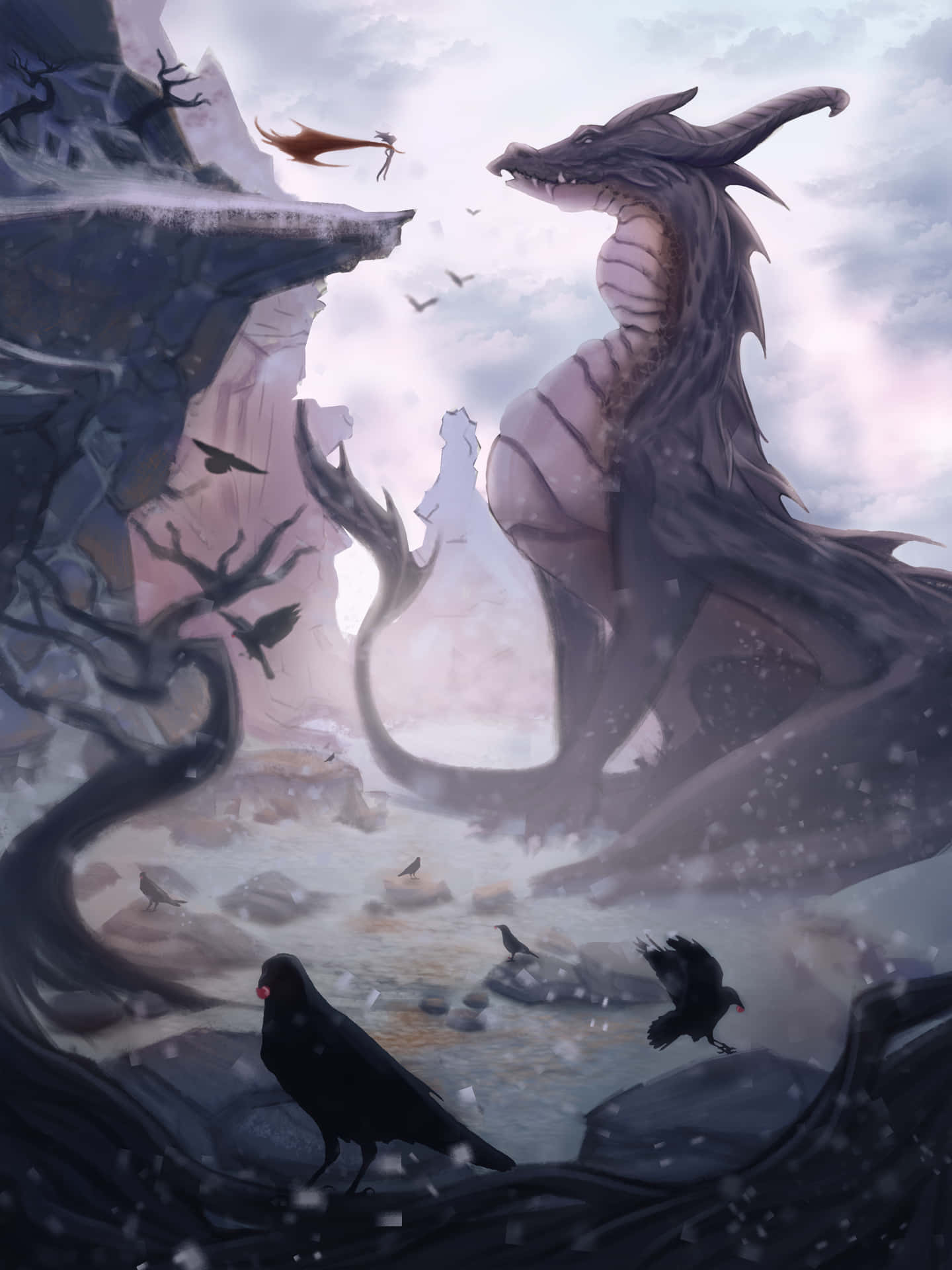 A Majestic Mythical Dragon Soaring Through The Sky. Background