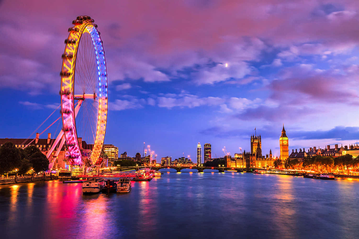 A Majestic View Of The London Eye Against An Azure Sky Background