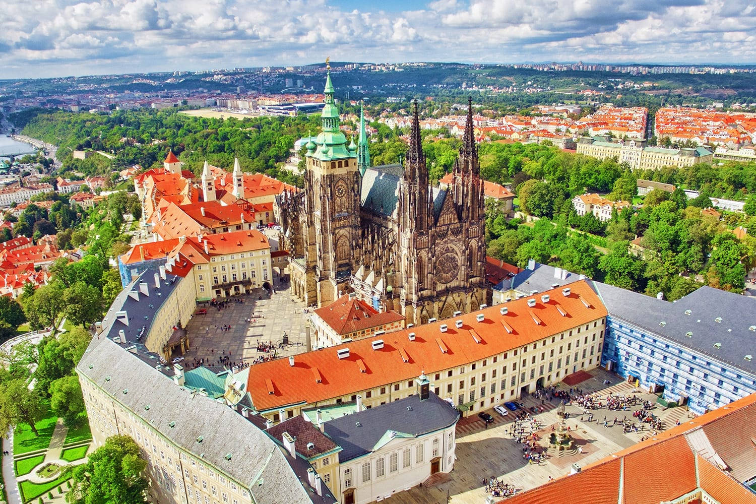 A Majestic View Of The Prague Castle Complex Background