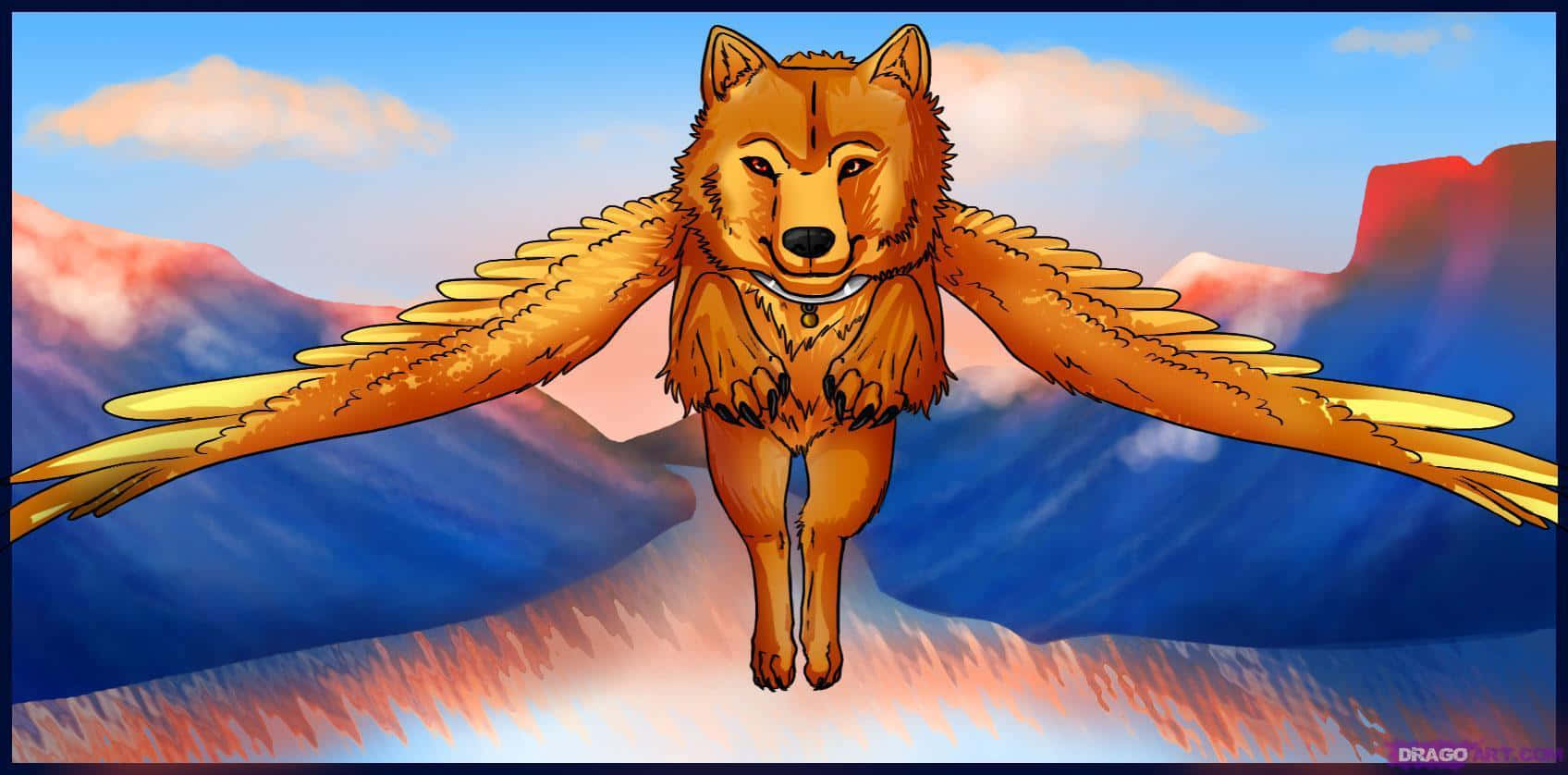 A Majestic Winged Wolf