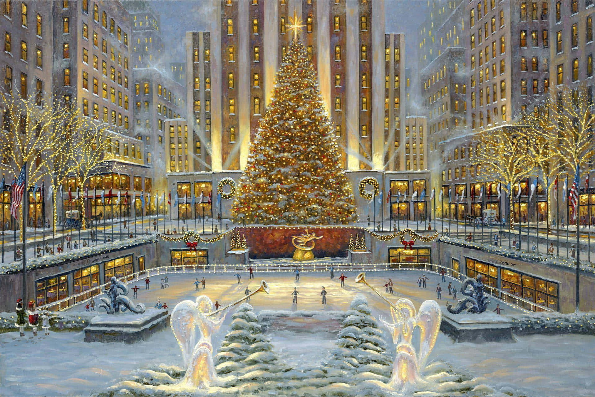 A Majestic Winter View Of The Christmas Season. Background