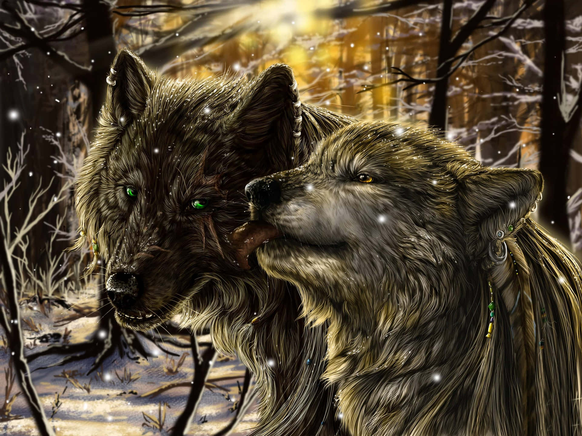 A Majestic Wolf Howling Beneath A Starry Night Sky Background