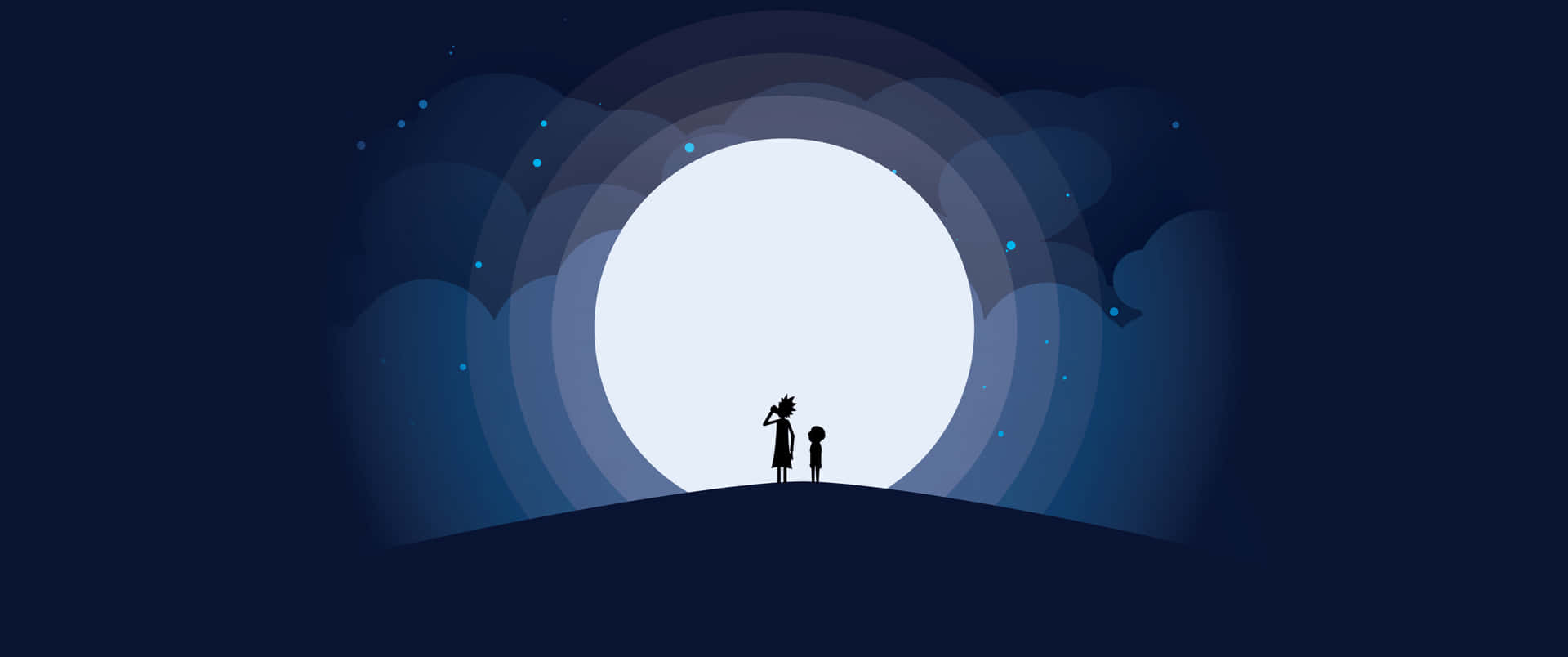 A Man And Woman Standing On A Hill With A Light Shining Through The Sky Background