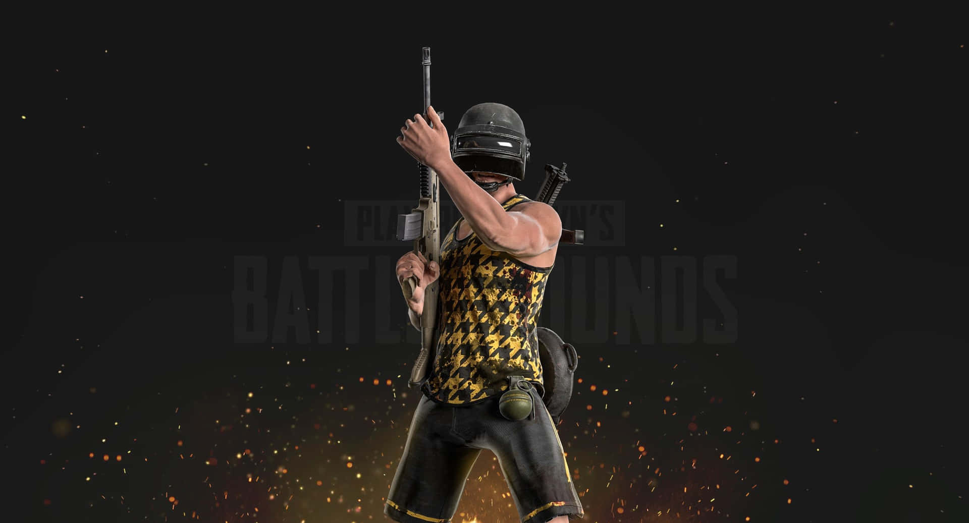 A Man Holding A Gun On A Black Background Background