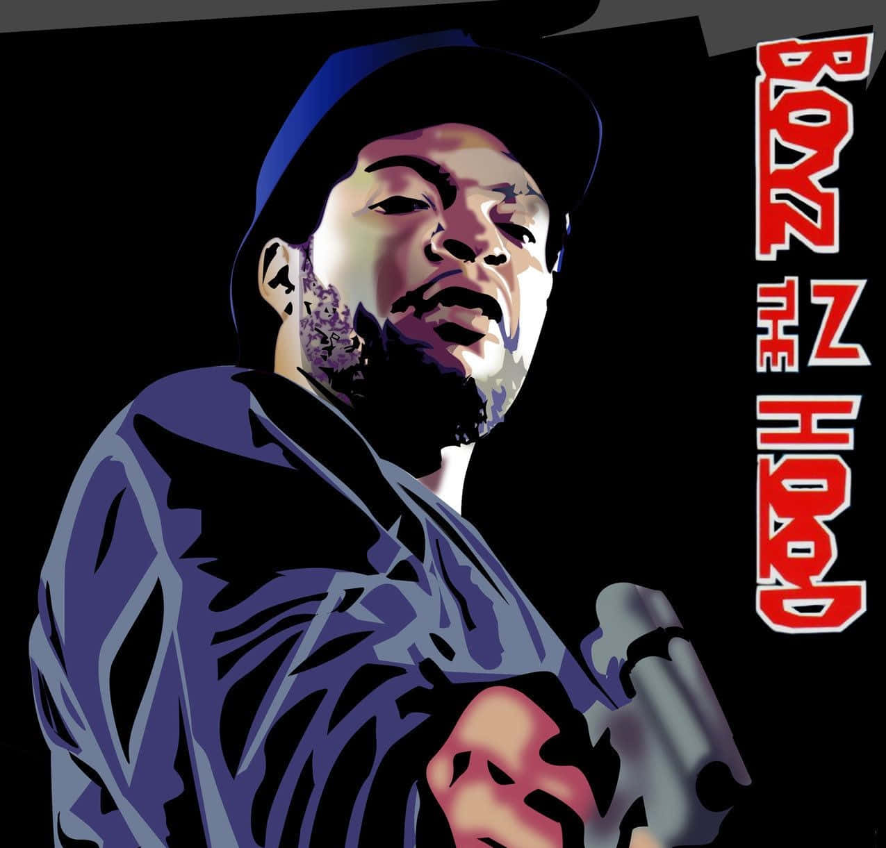 A Man Holding A Gun With The Words B Z Z Hood Background