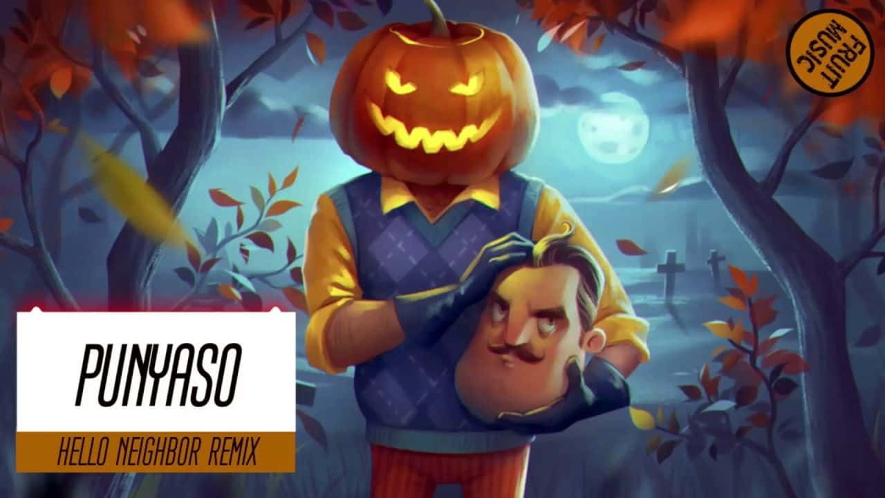 A Man Holding A Pumpkin With The Words Punaso