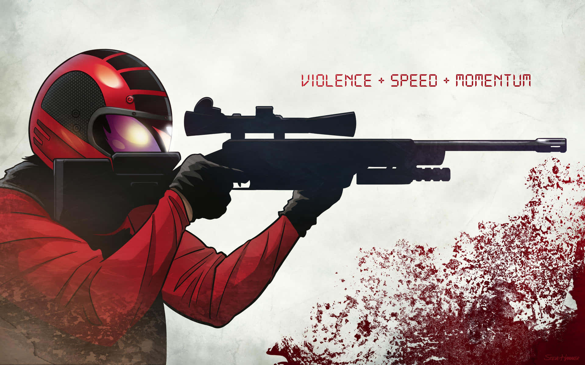 A Man Holding A Rifle With Blood On It