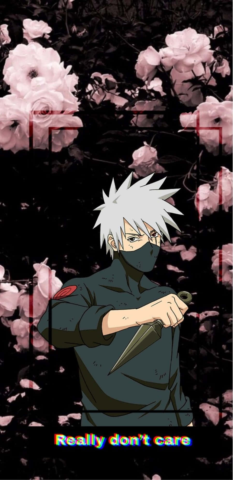 A Man Holding A Sword In Front Of A Pink Flower Background