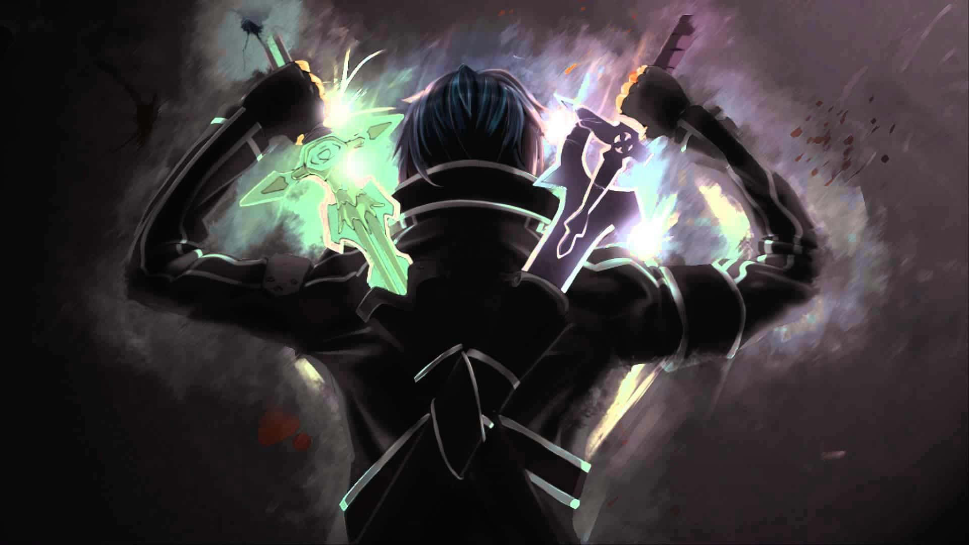 A Man Holding A Sword In His Hands Background