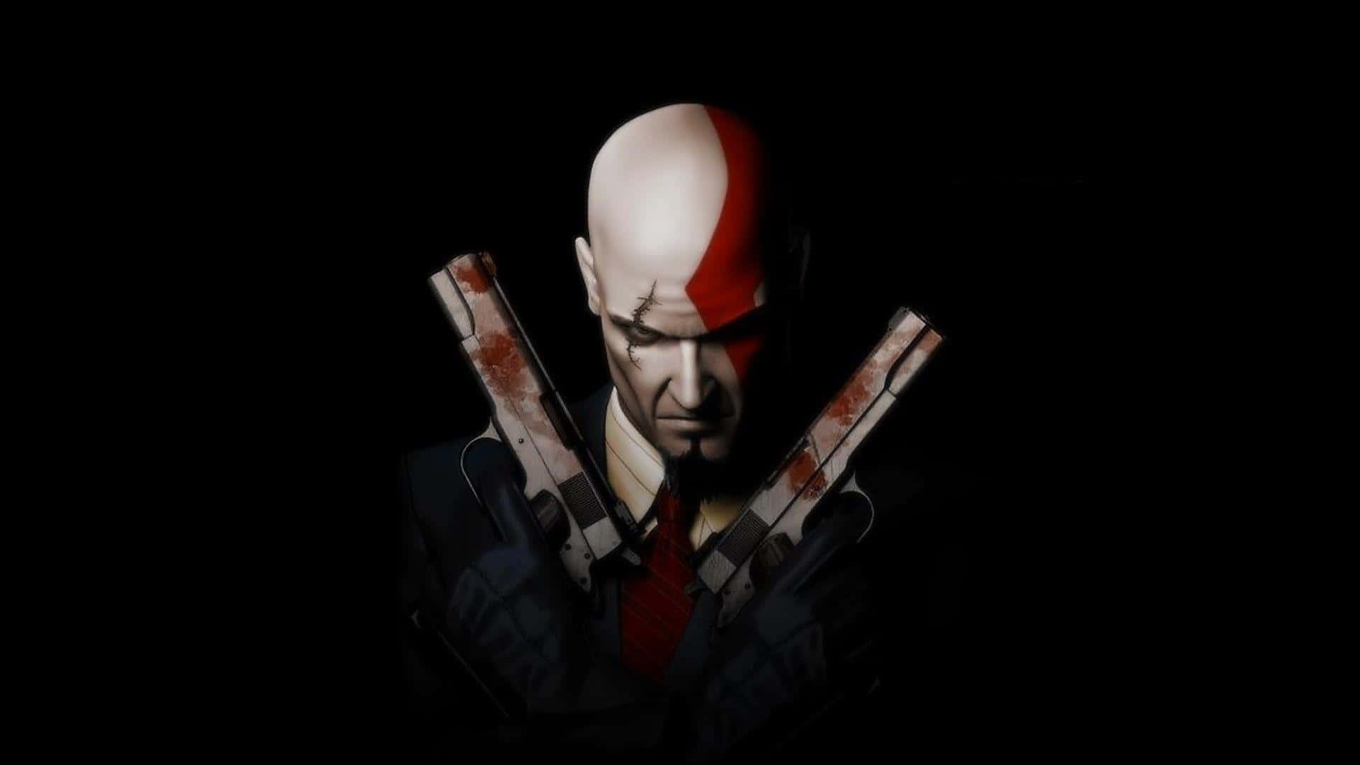 A Man Holding Two Guns In His Hands Background