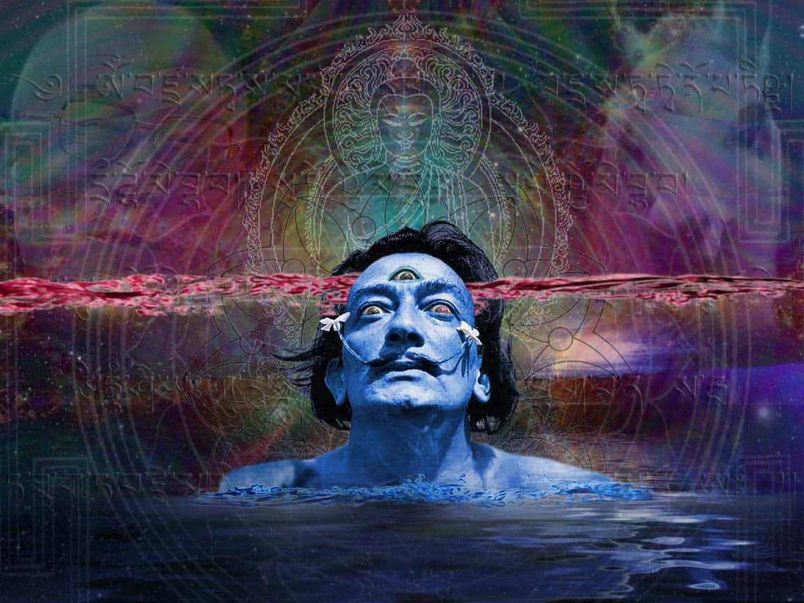 A Man In A Blue Body With A Blue Head Background