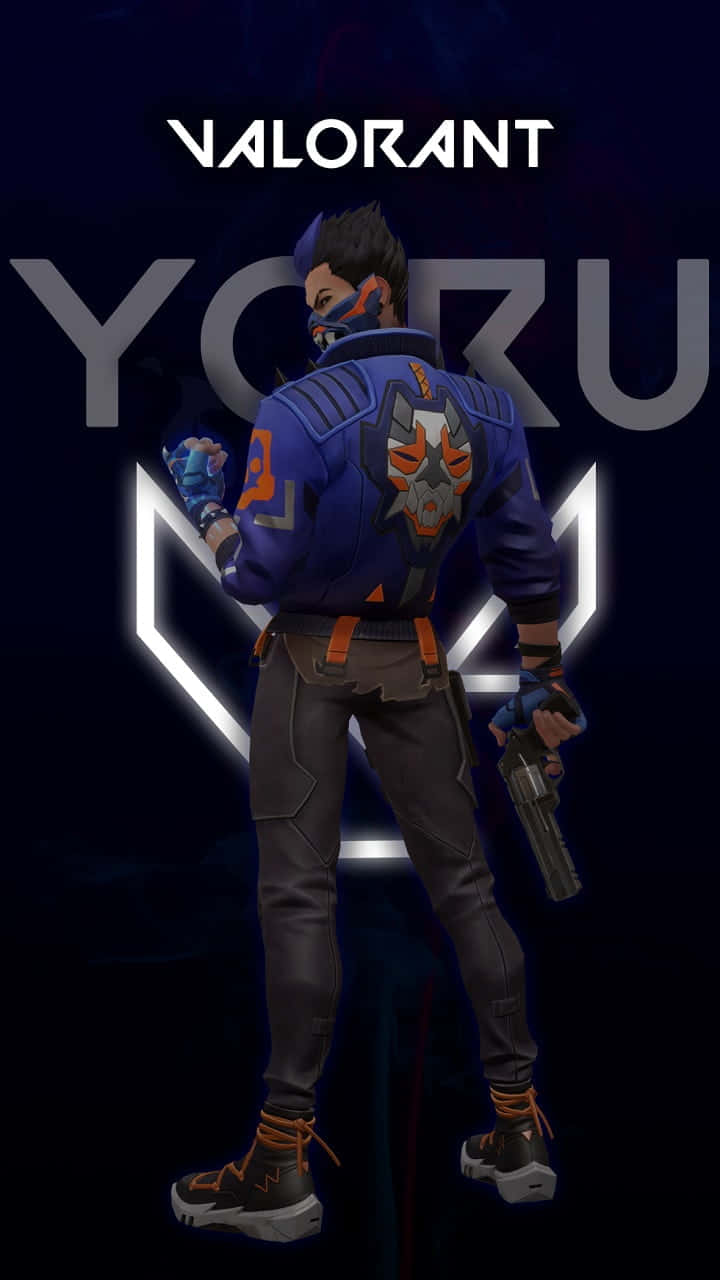 A Man In A Blue Shirt With A Gun And A Blue Background Background