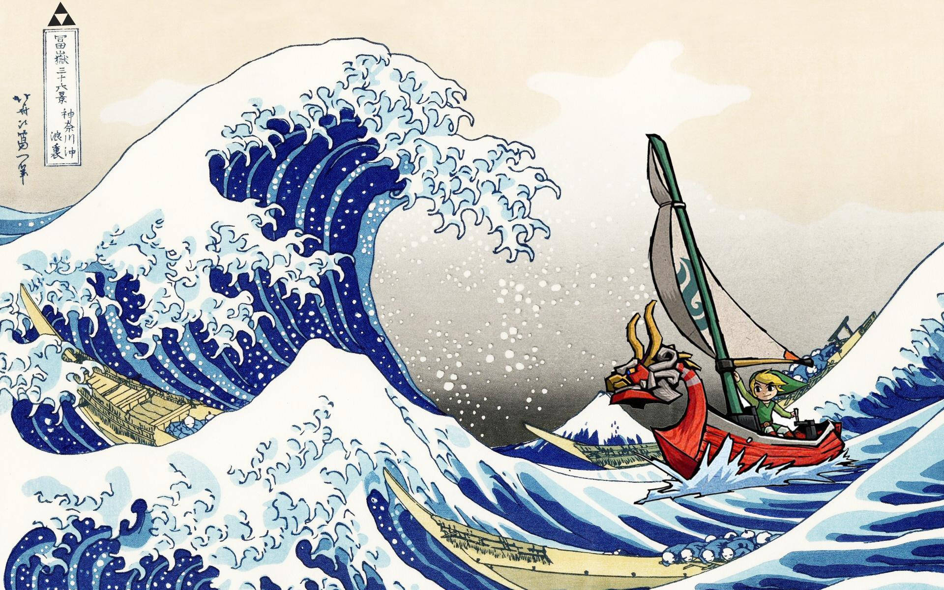 A Man In A Boat Is Riding A Wave Background