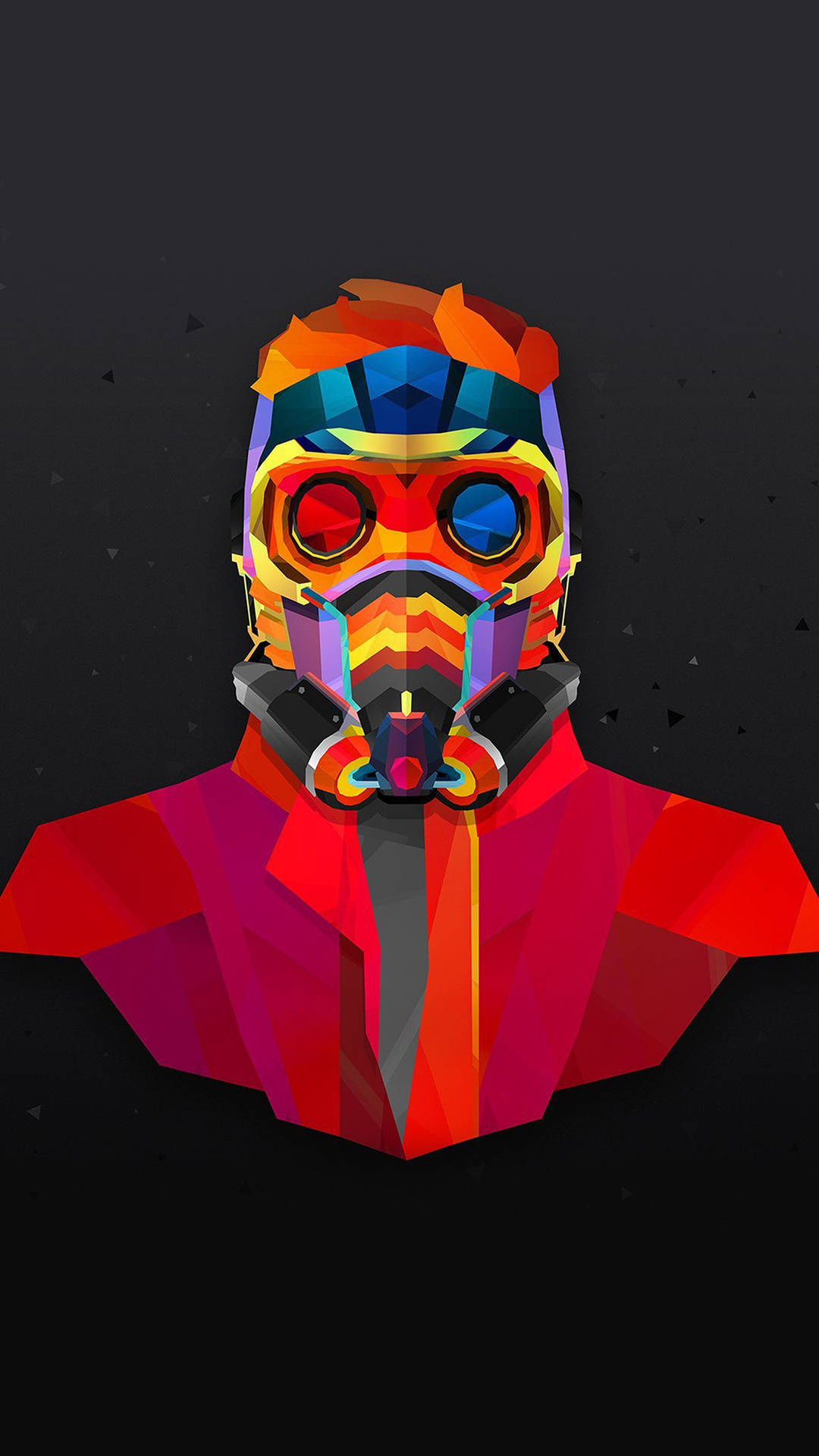 A Man In A Colorful Mask With A Helmet