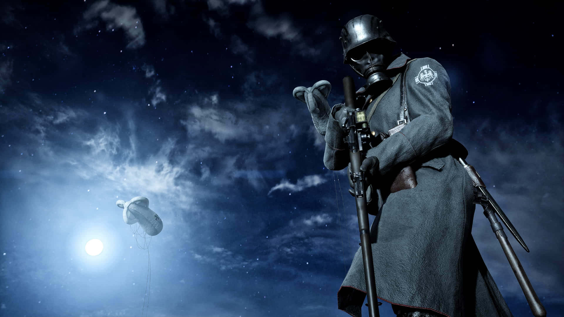 A Man In A Costume Is Standing In The Sky Background