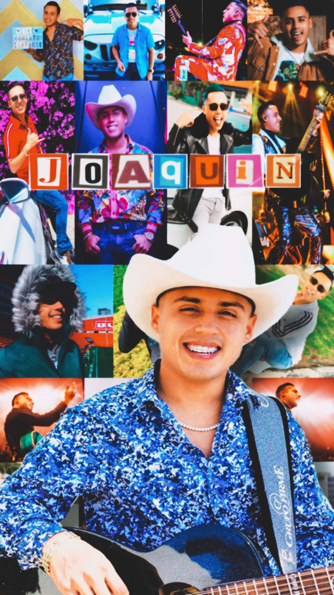 A Man In A Cowboy Hat Is Holding A Guitar Background