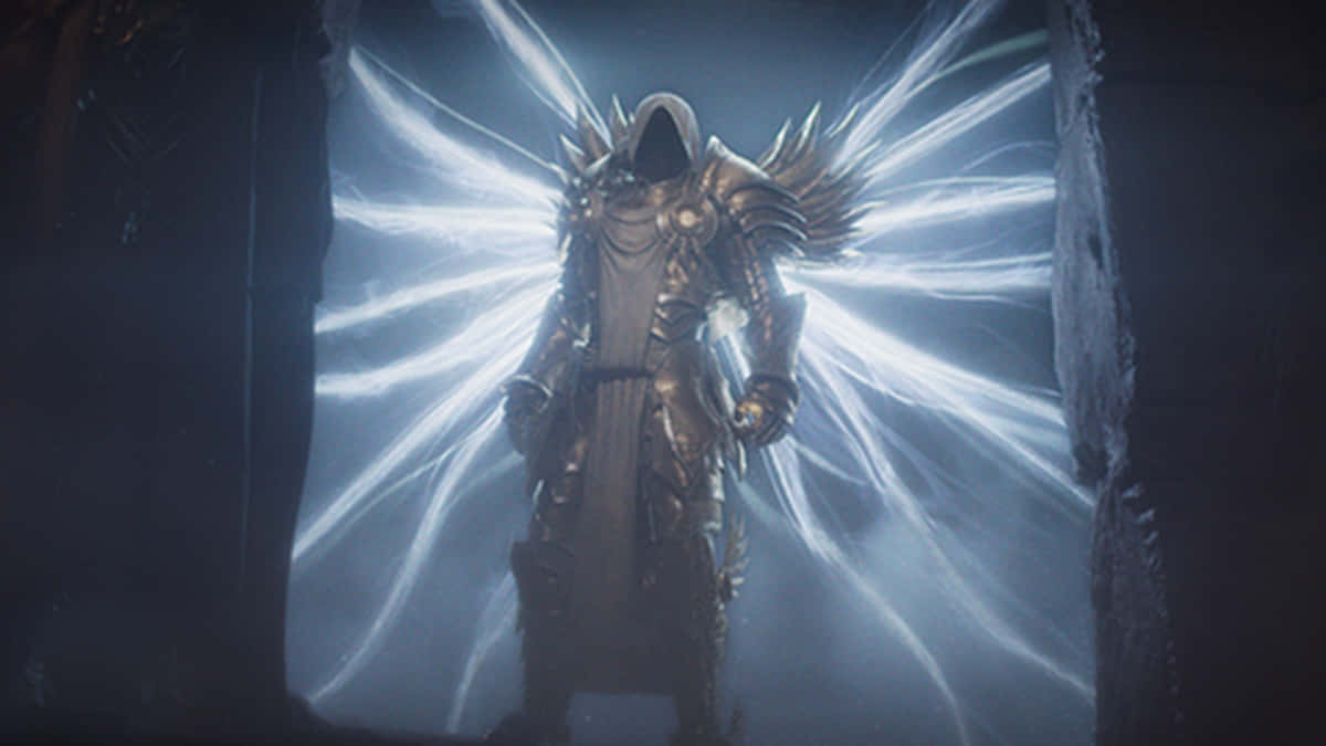 A Man In A Dark Room With A Light Shining On Him Background