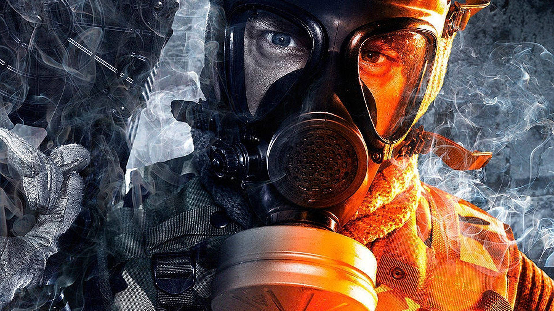 A Man In A Gas Mask Background