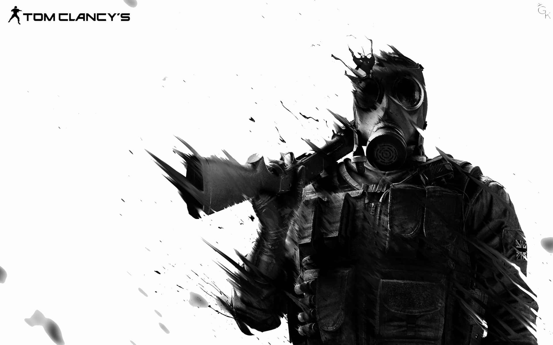 A Man In A Gas Mask Holding A Gun Background