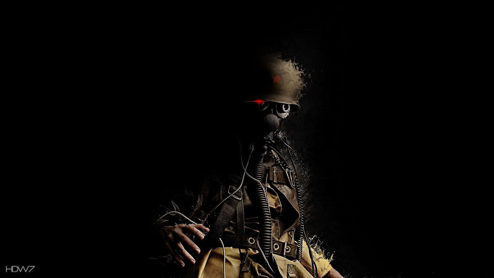 A Man In A Gas Mask Background