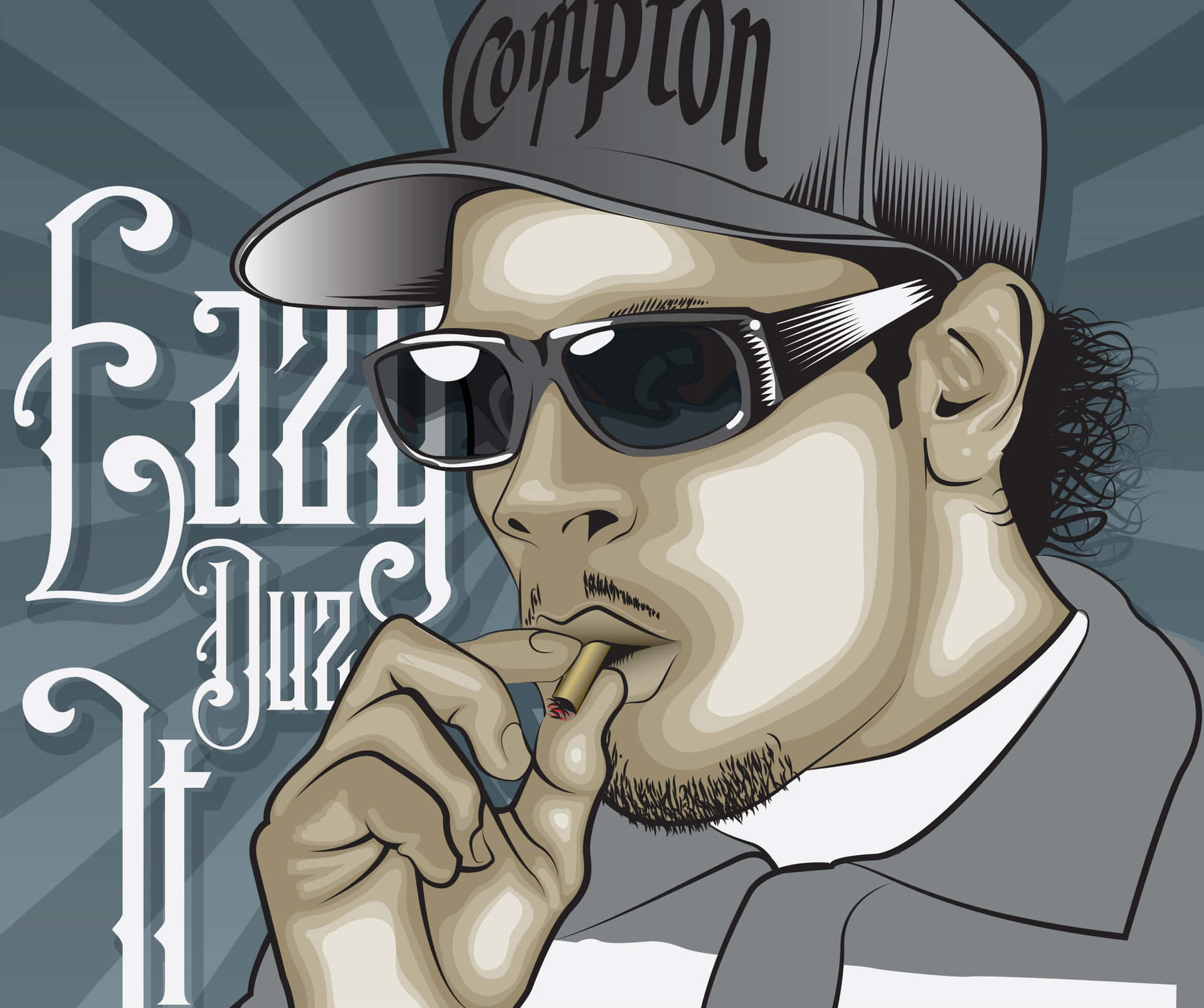 A Man In A Hat And Sunglasses Smoking A Cigarette Background