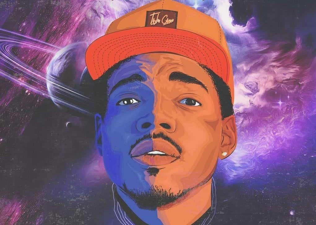A Man In A Hat With A Space Background Background