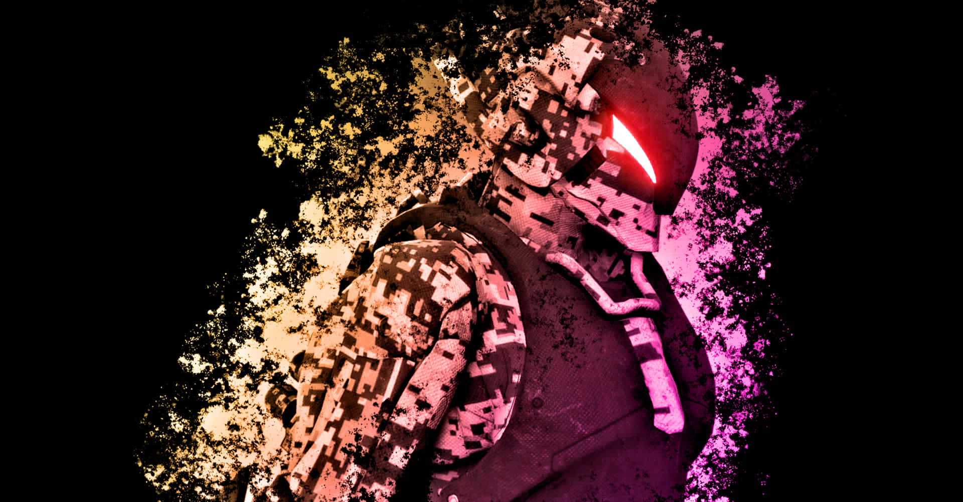 A Man In A Helmet With A Flashlight Background