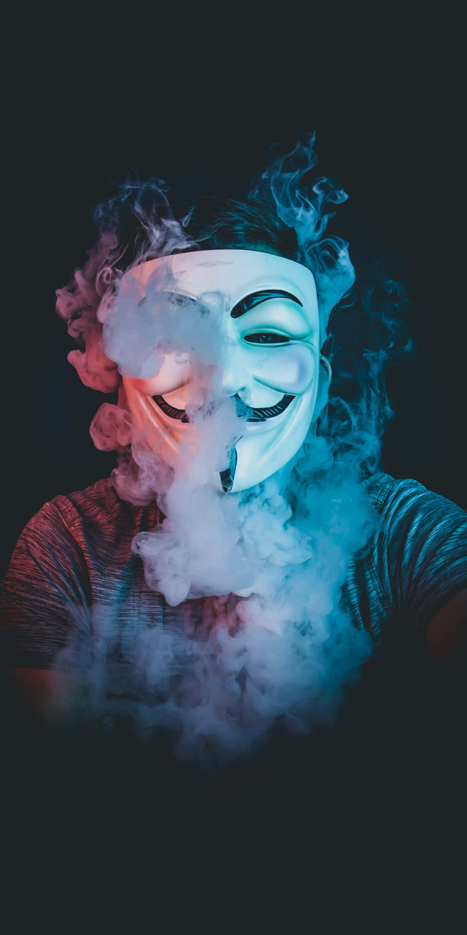 A Man In A Mask Smoking A Cigarette