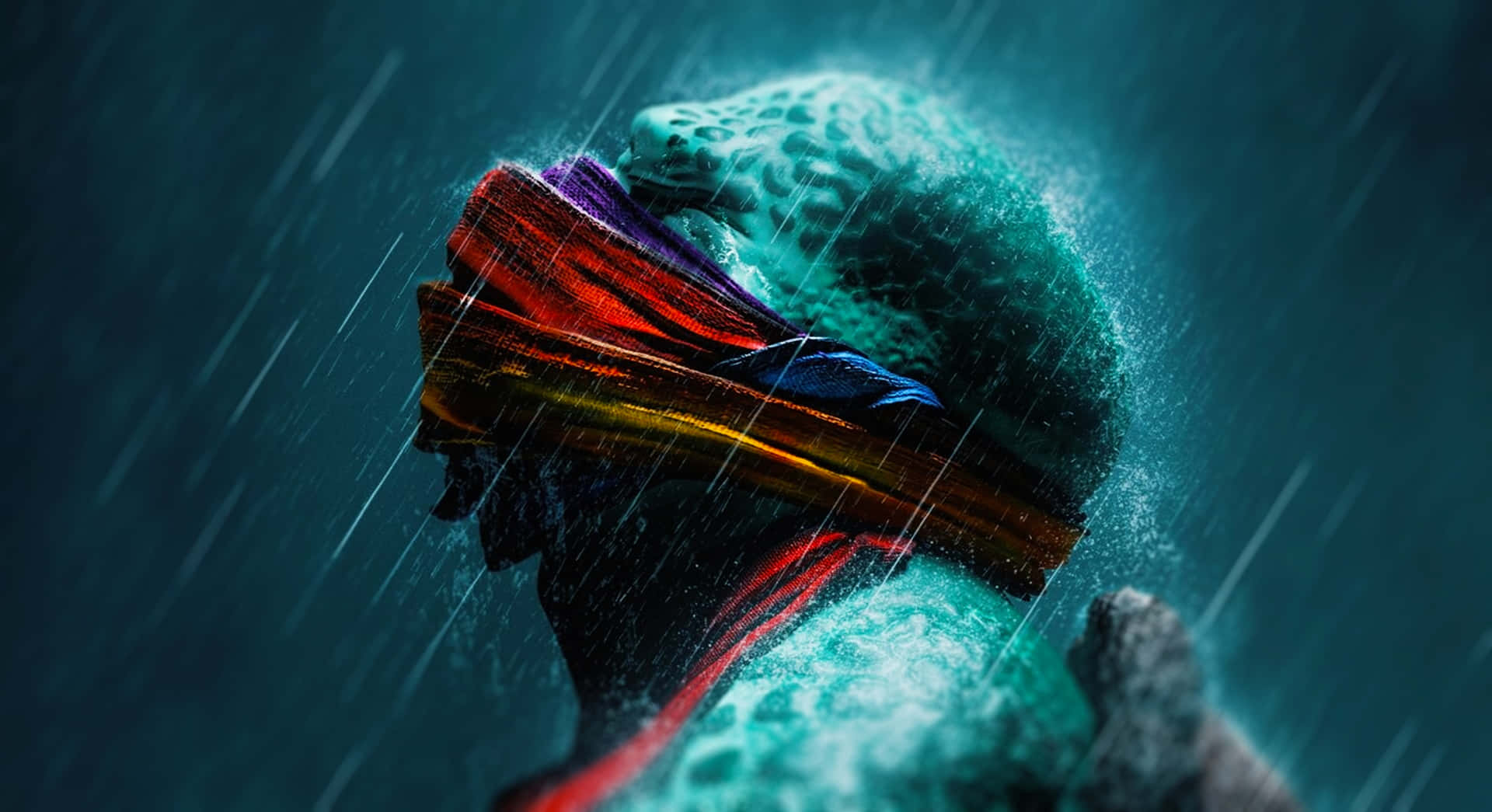 A Man In A Raincoat Is Standing In The Rain Background