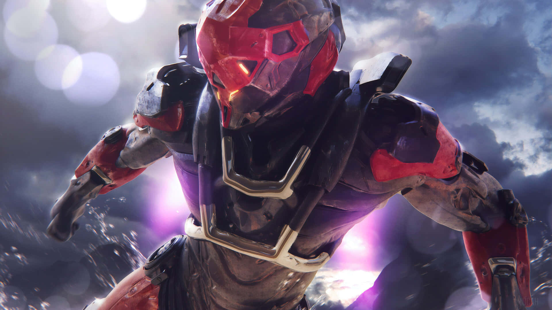 A Man In A Red Suit Is Flying Through The Air Background
