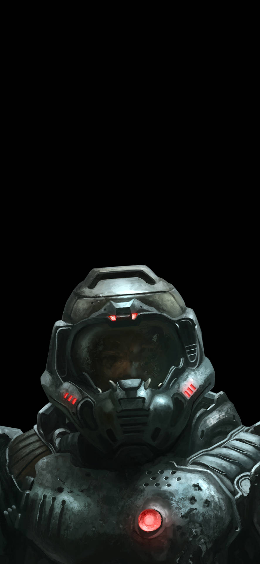 A Man In A Space Suit With Red Eyes