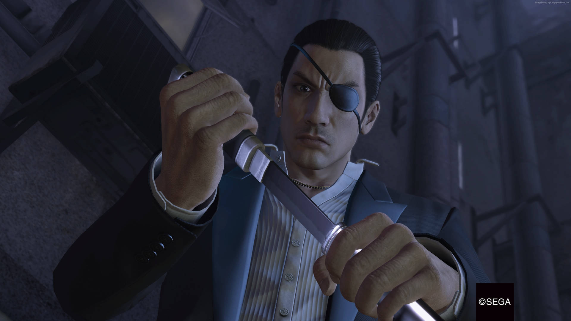 A Man In A Suit Holding A Knife Background