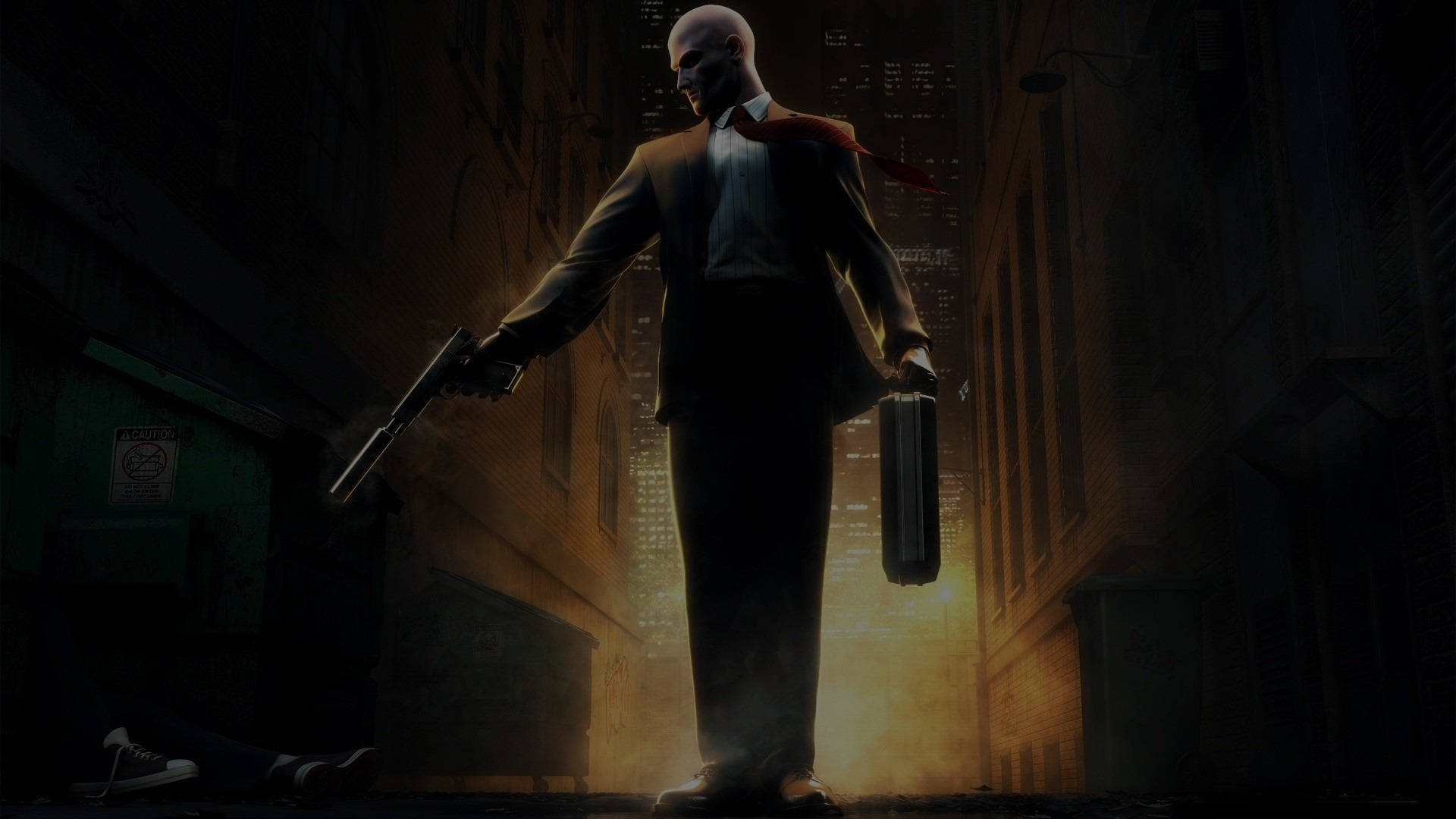 A Man In A Suit Is Standing In A Dark Alley Background