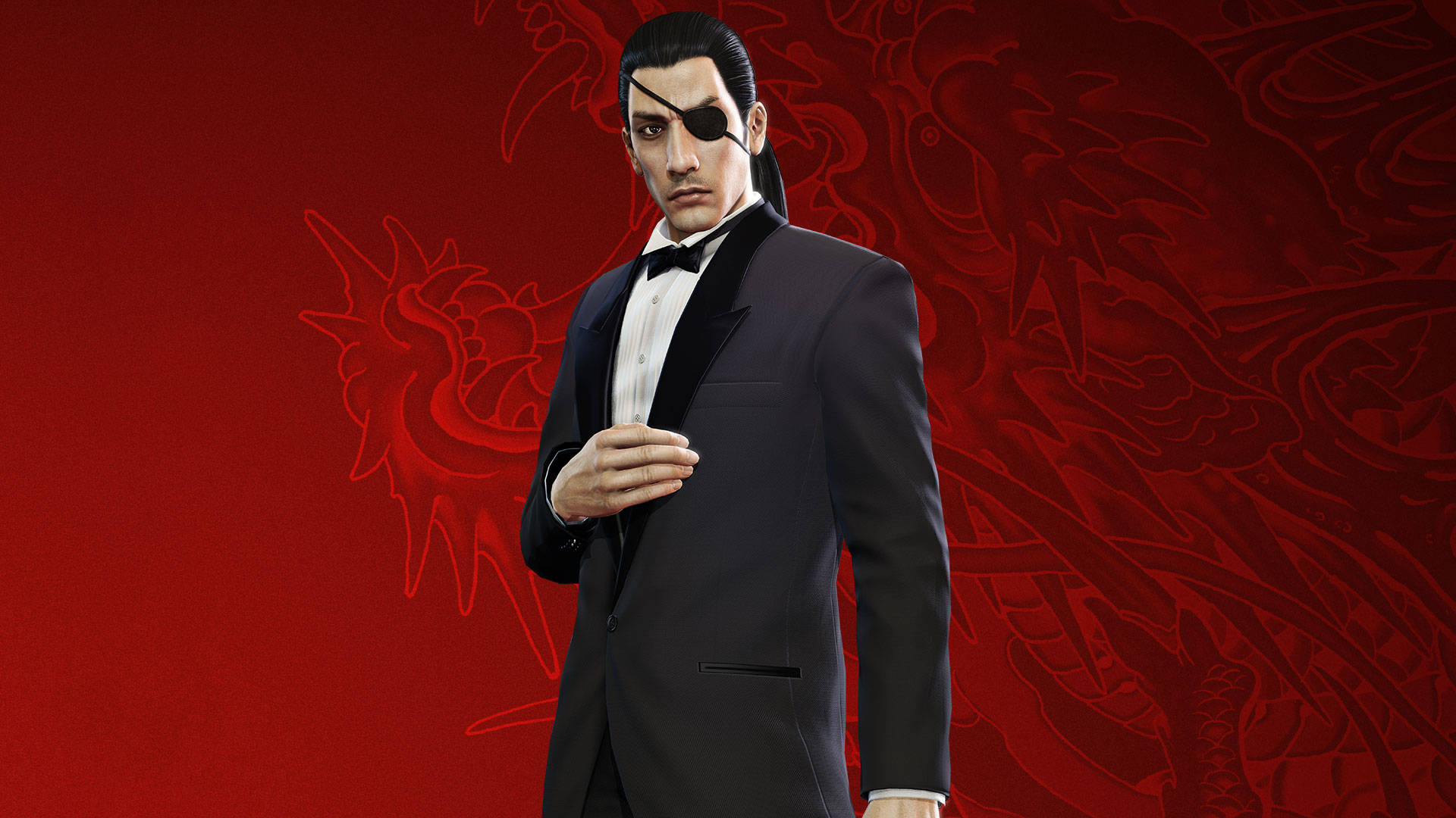 A Man In A Tuxedo And A Red Background Background