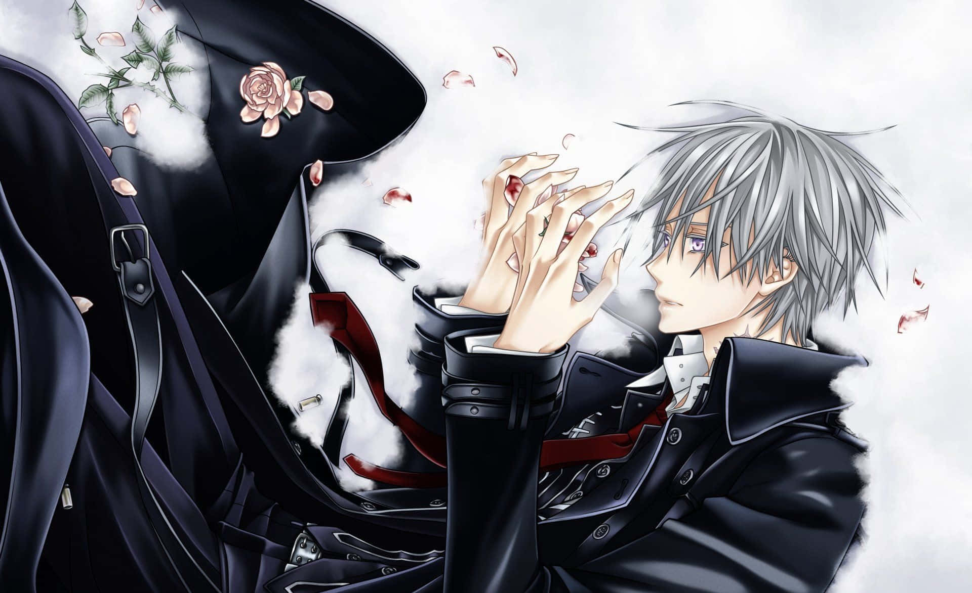 A Man In Black With A White Beard And A Flower Background