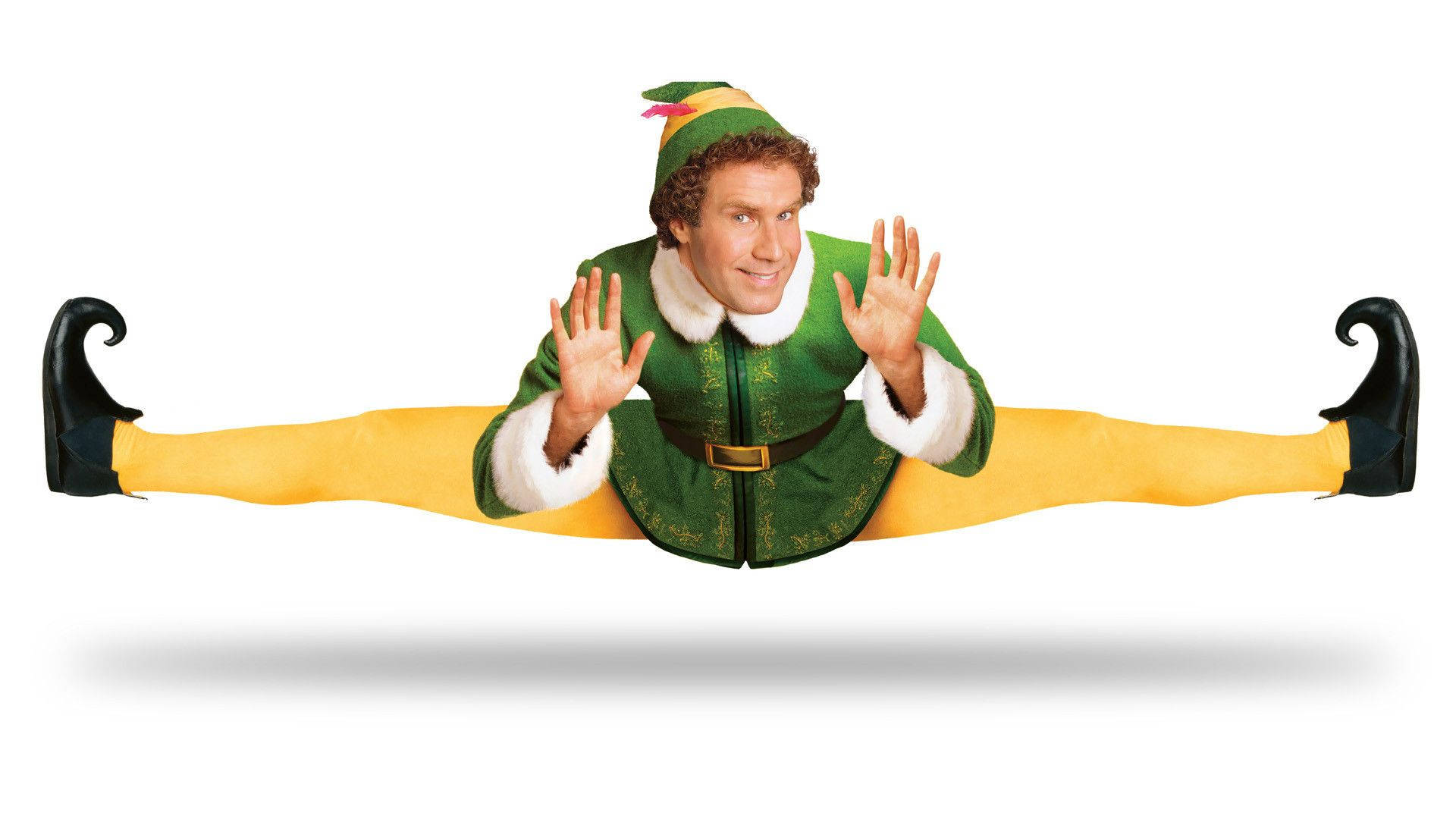 A Man In Elf Costume Doing A Splits Background