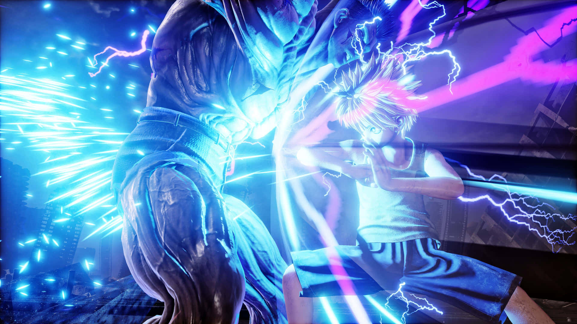 A Man Is Fighting With A Sword In Front Of A Blue Light Background