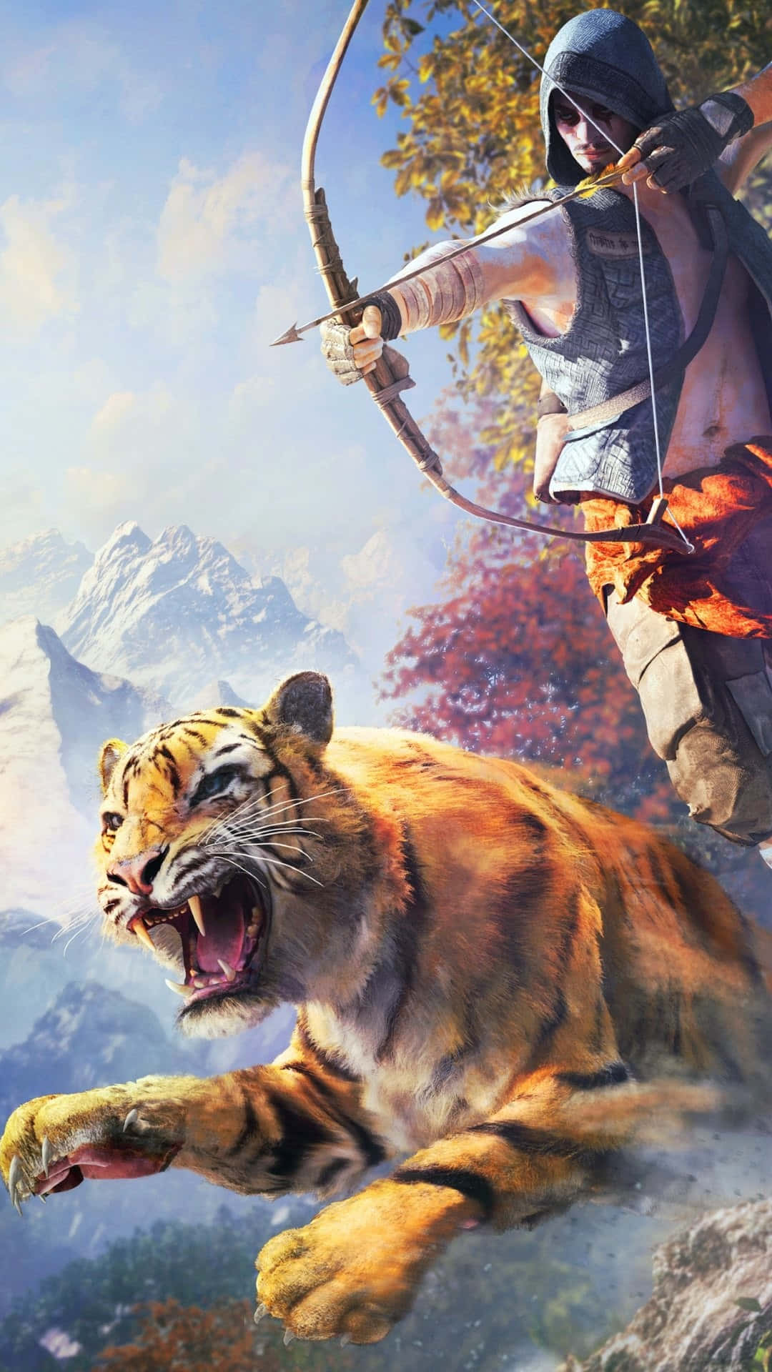 A Man Is Flying Over A Tiger And A Tiger Background