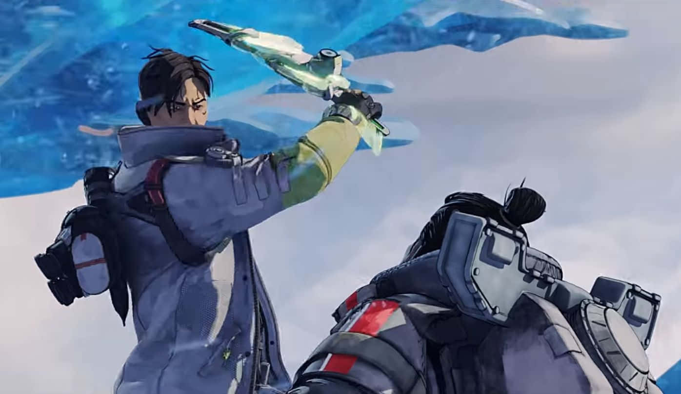 A Man Is Holding A Gun And A Woman Is Holding A Sword Background