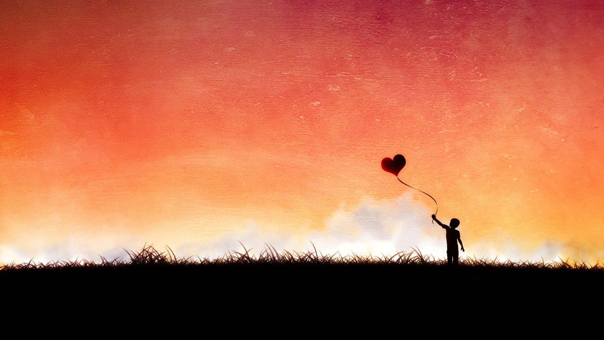 A Man Is Holding A Red Balloon In The Sky Background