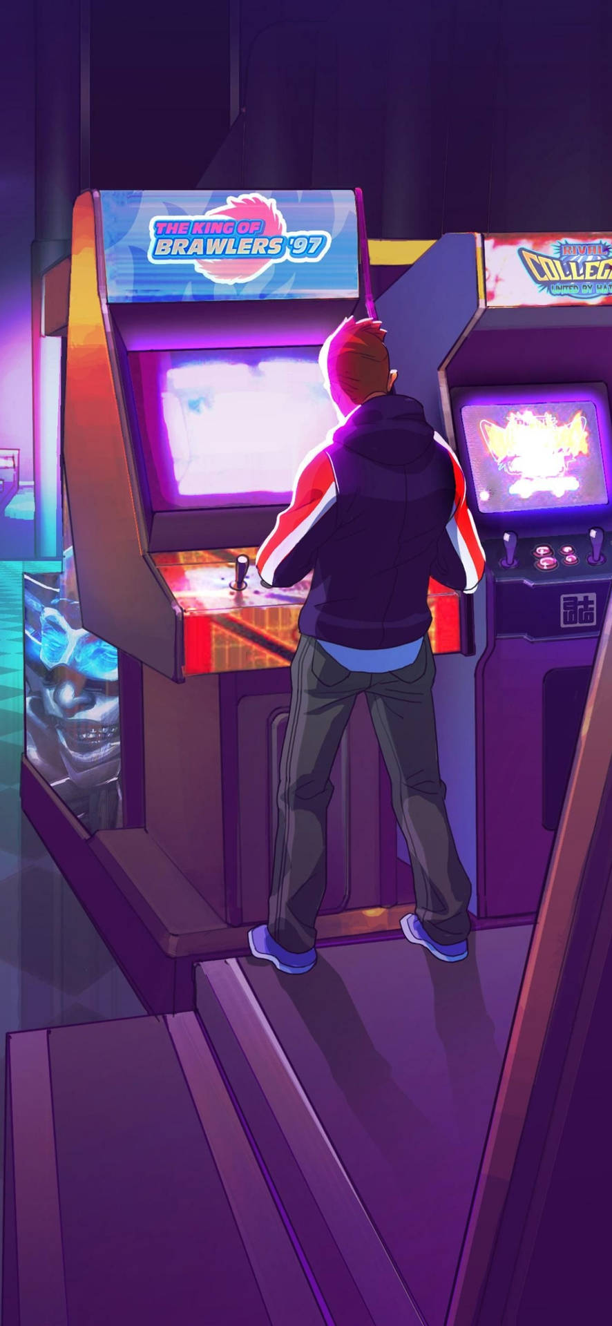 A Man Is Playing An Arcade Game