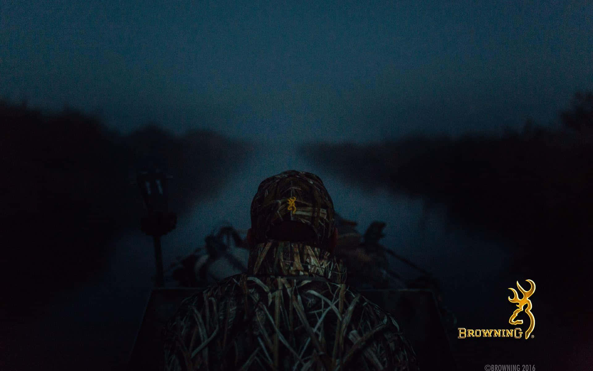 A Man Is Sitting In A Boat At Night Background