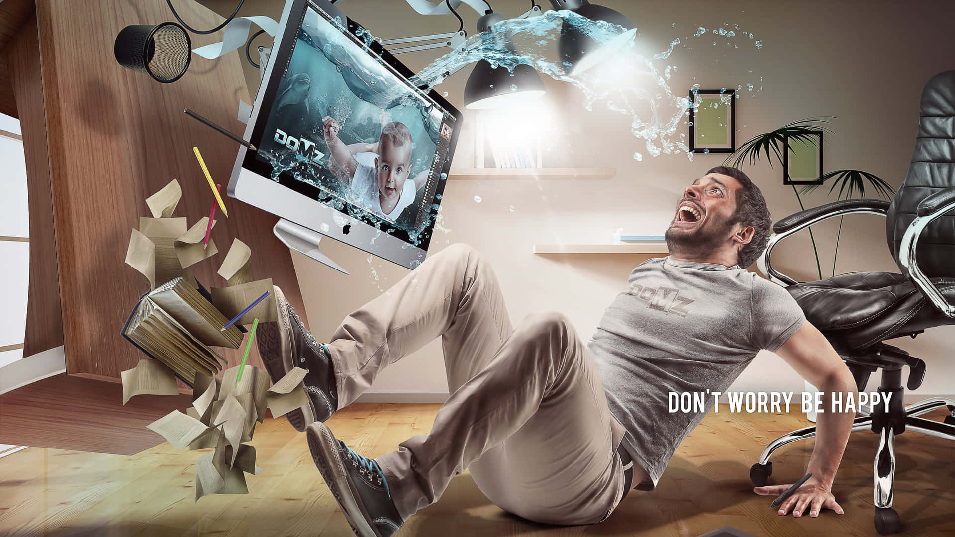 A Man Is Sitting On The Floor